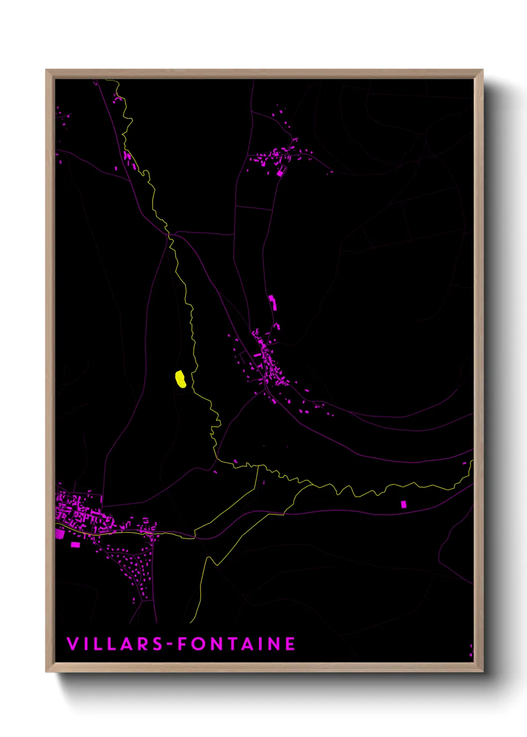 Une affiche de carte sur Villars-Fontaine