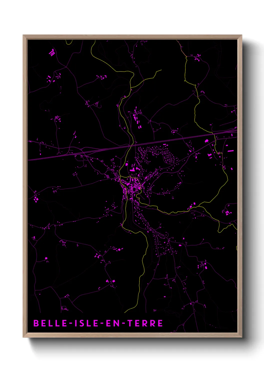 Une affiche de carte sur Belle-Isle-en-Terre