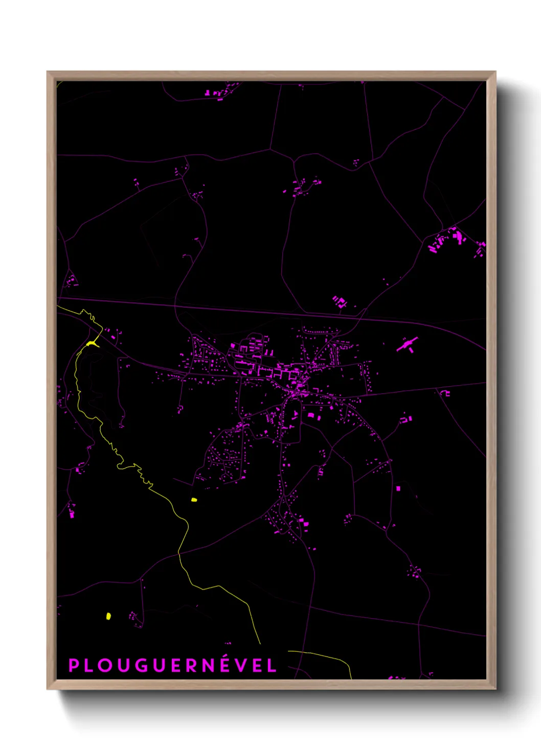 Une affiche de carte sur Plouguernével