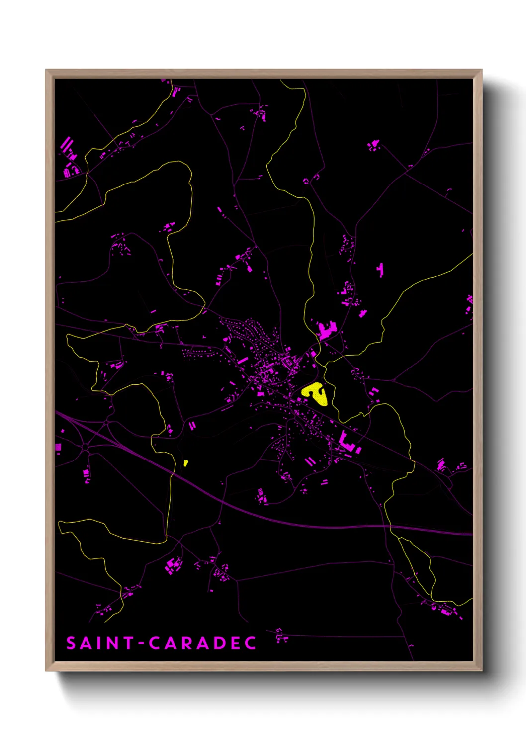 Une affiche de carte sur Saint-Caradec