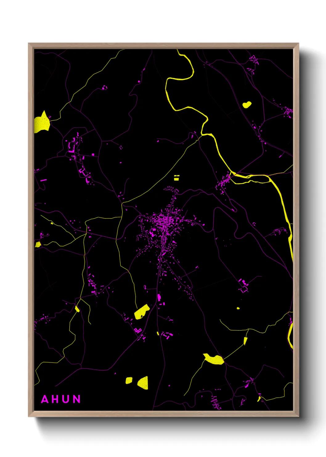 Une affiche de carte sur Ahun
