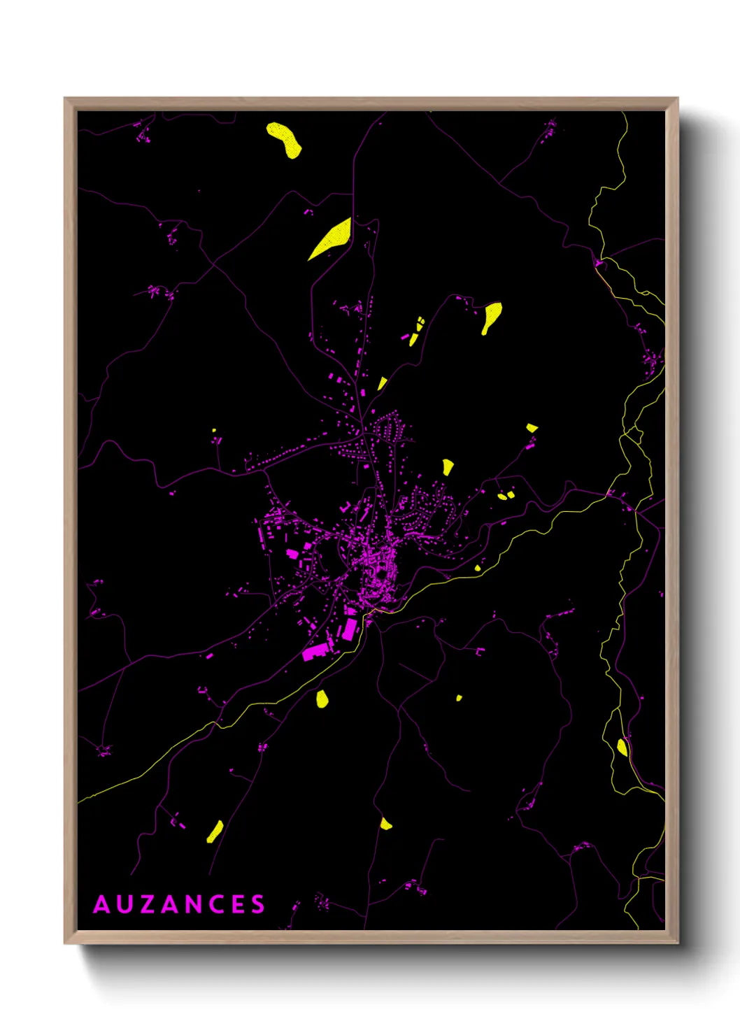 Une affiche de carte sur Auzances