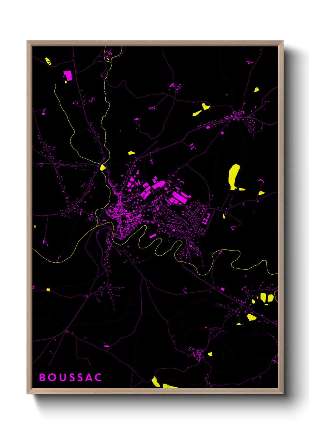 Une affiche de carte sur Boussac