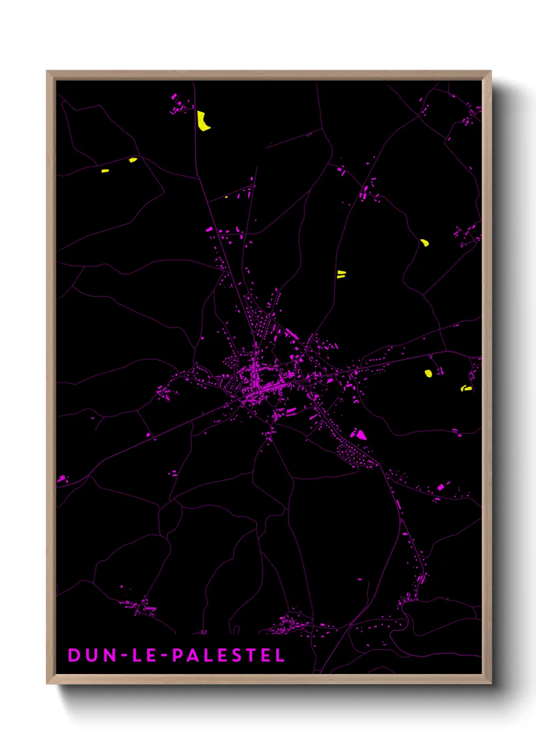 Une affiche de carte sur Dun-le-Palestel