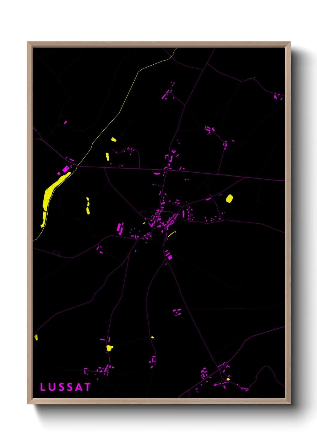 Une affiche de carte sur Lussat