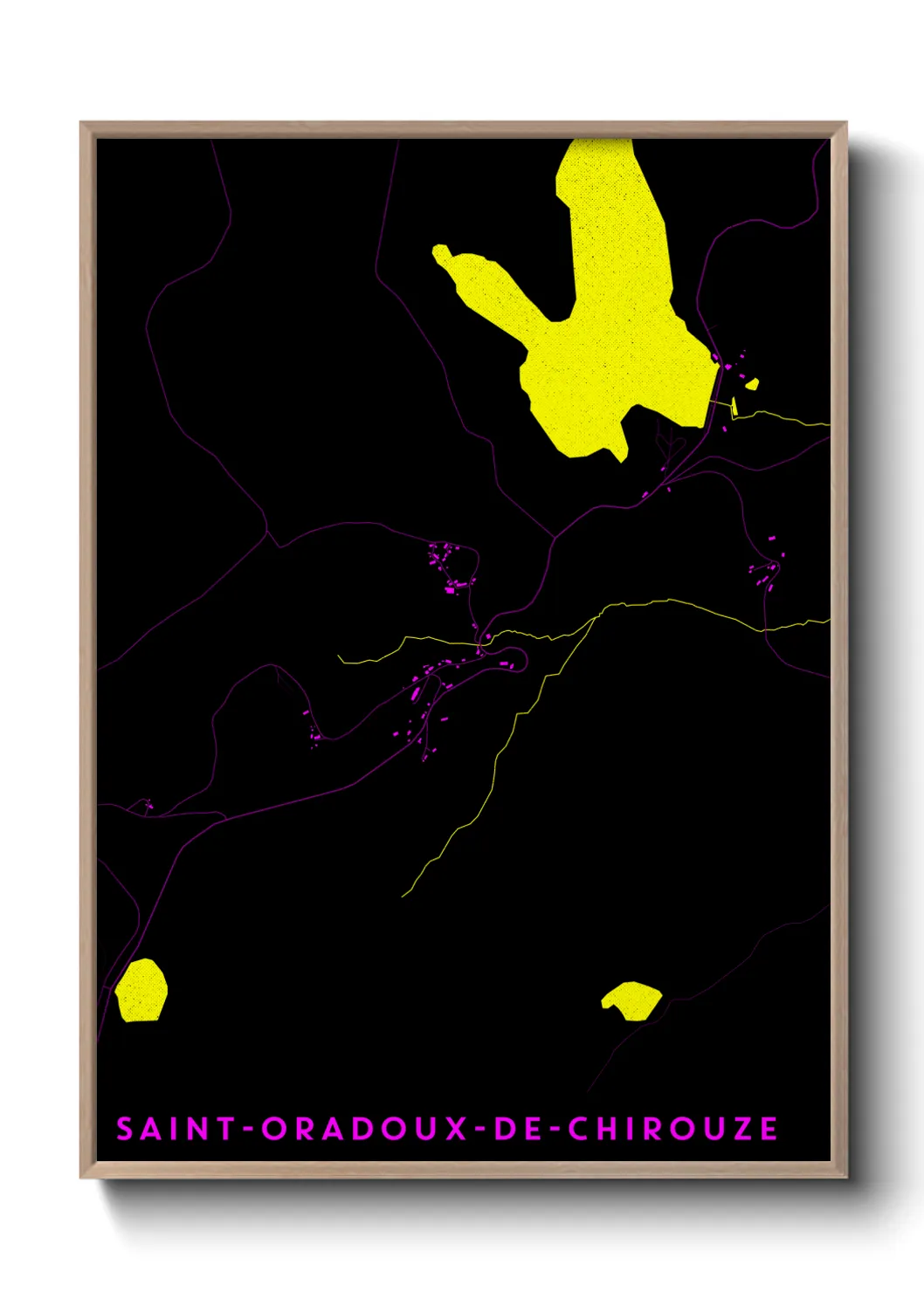 Une affiche de carte sur Saint-Oradoux-de-Chirouze