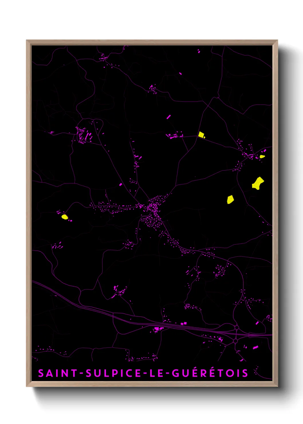 Une affiche de carte sur Saint-Sulpice-le-Guérétois