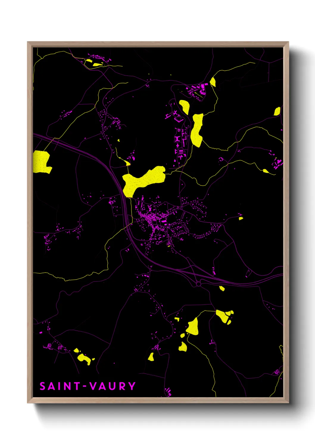 Une affiche de carte sur Saint-Vaury