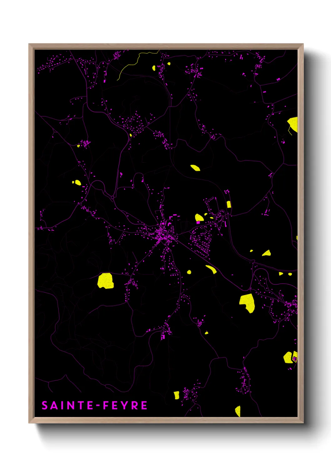 Une affiche de carte sur Sainte-Feyre