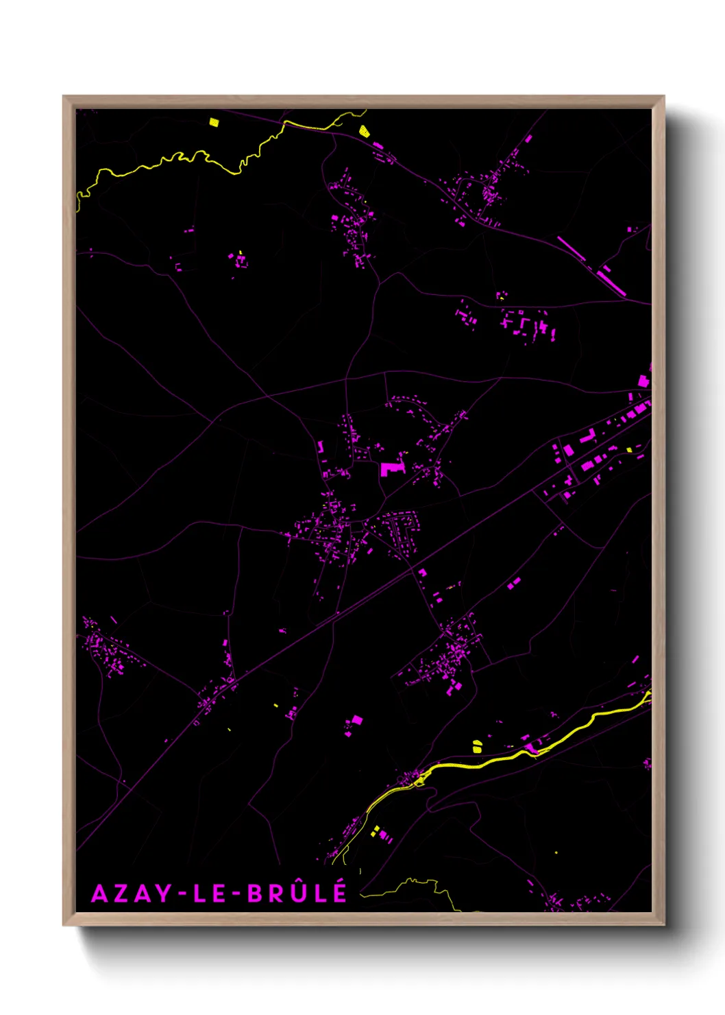 Une affiche de carte sur Azay-le-Brûlé