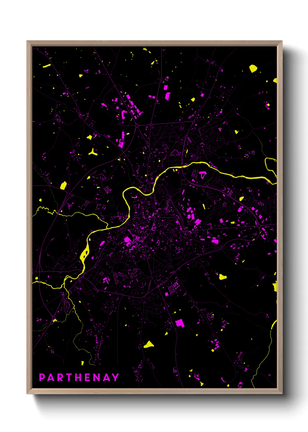 Une affiche de carte sur Parthenay