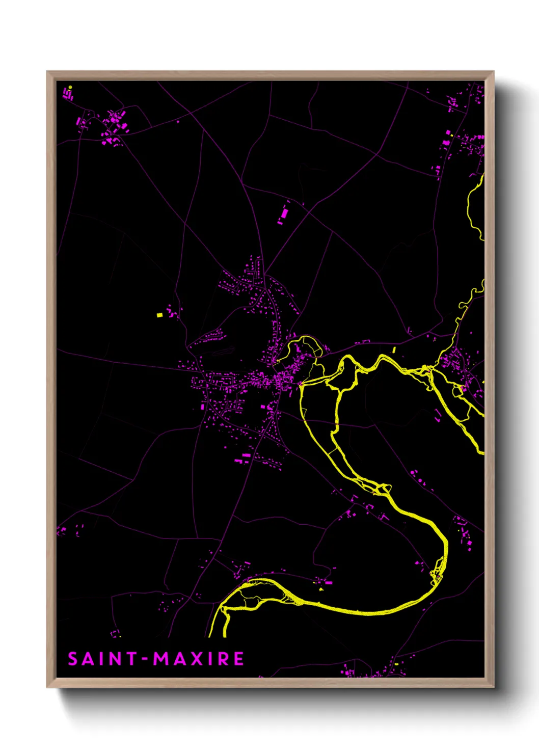 Une affiche de carte sur Saint-Maxire