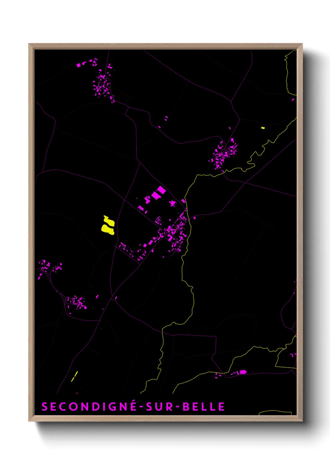 Une affiche de carte sur Secondigné-sur-Belle