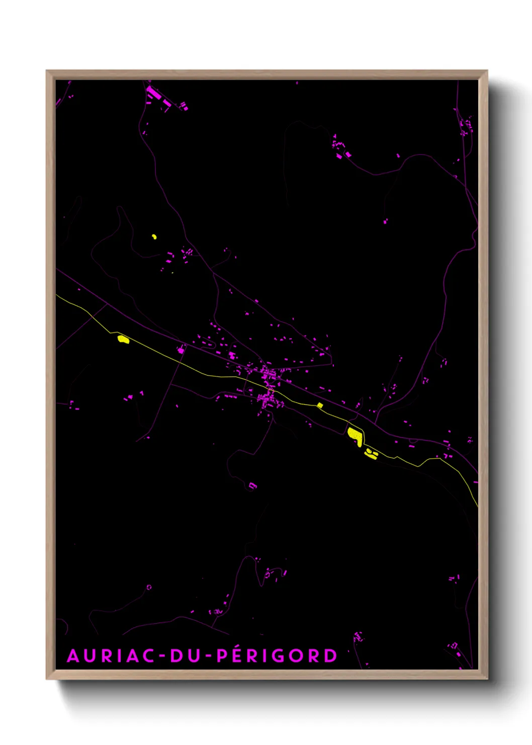 Une affiche de carte sur Auriac-du-Périgord