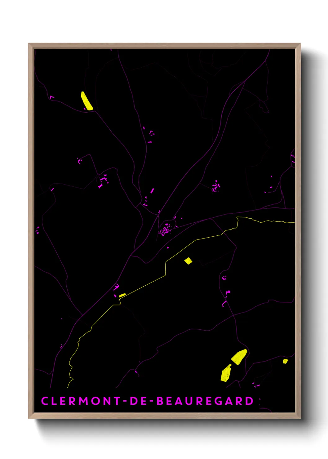 Une affiche de carte sur Clermont-de-Beauregard