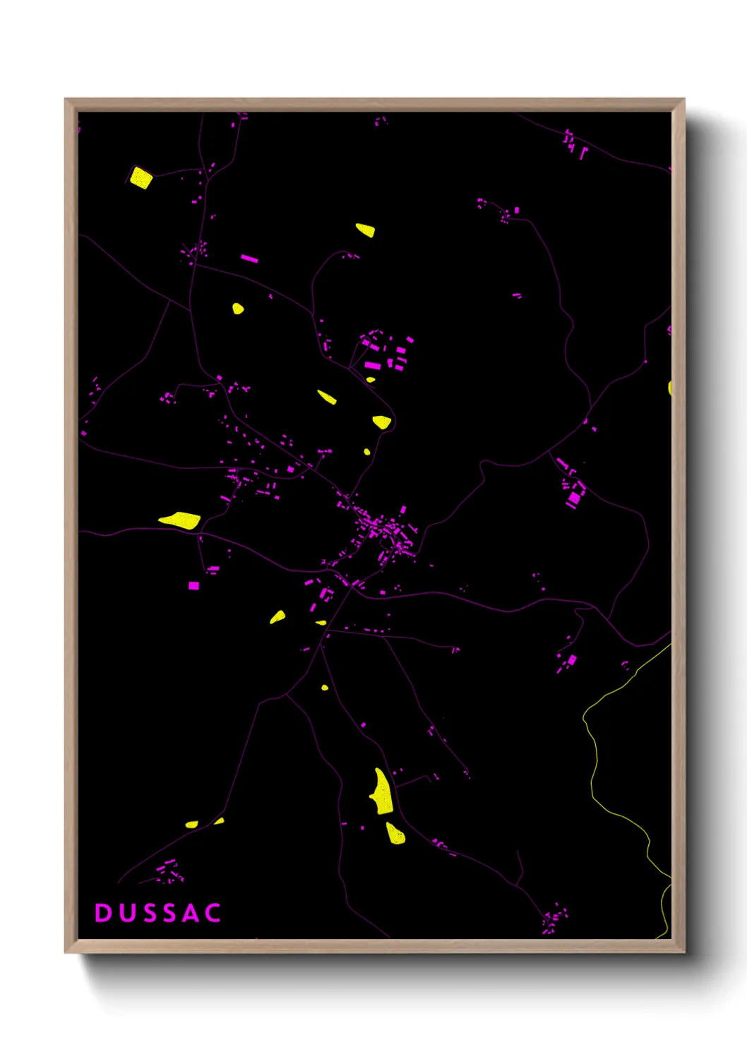 Une affiche de carte sur Dussac