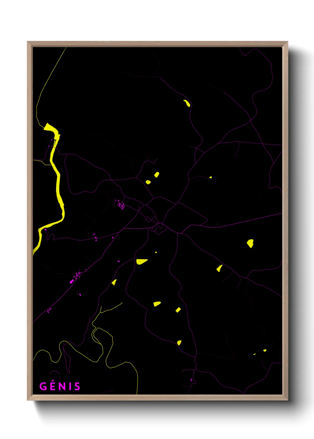 Une affiche de carte sur Génis