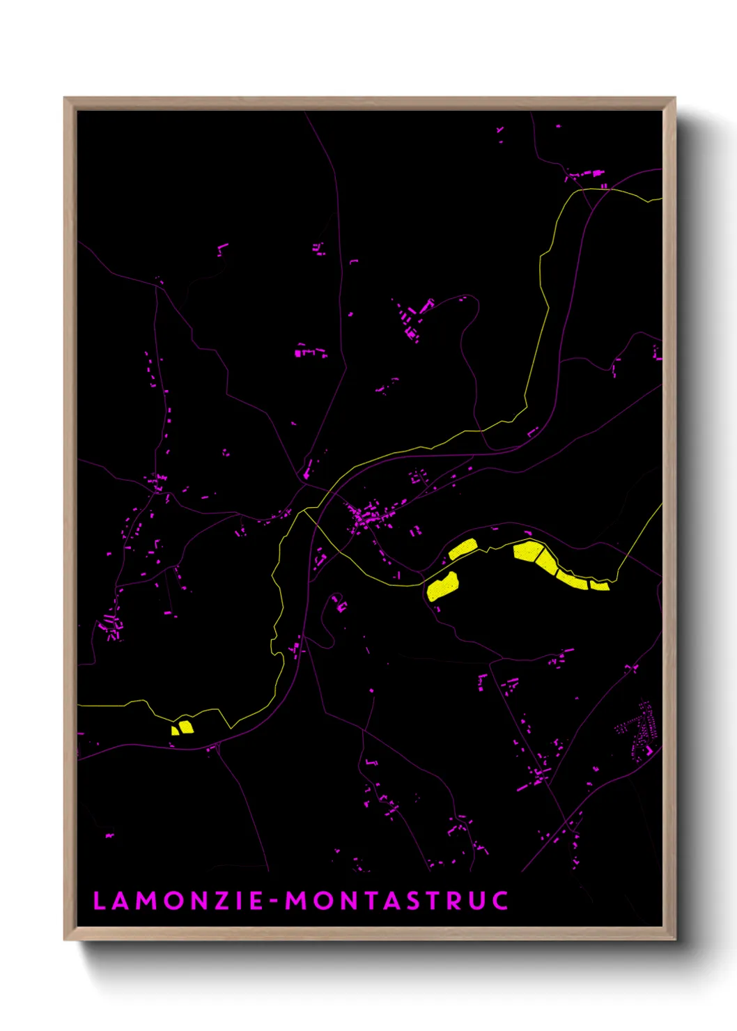 Une affiche de carte sur Lamonzie-Montastruc