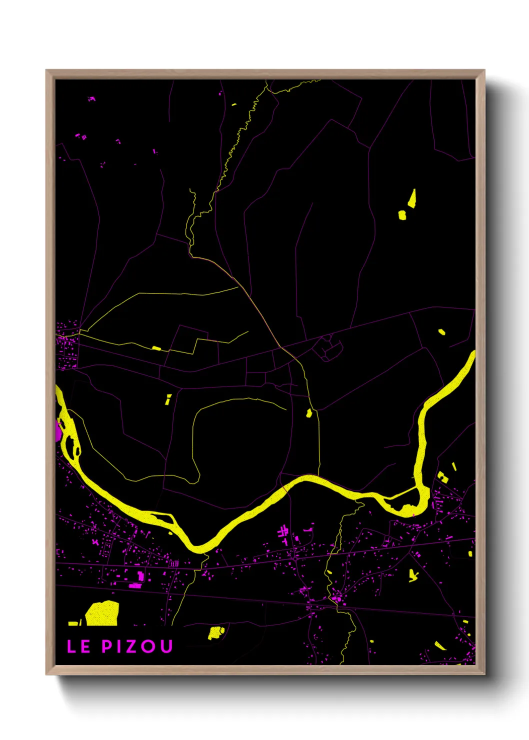 Une affiche de carte sur Le Pizou