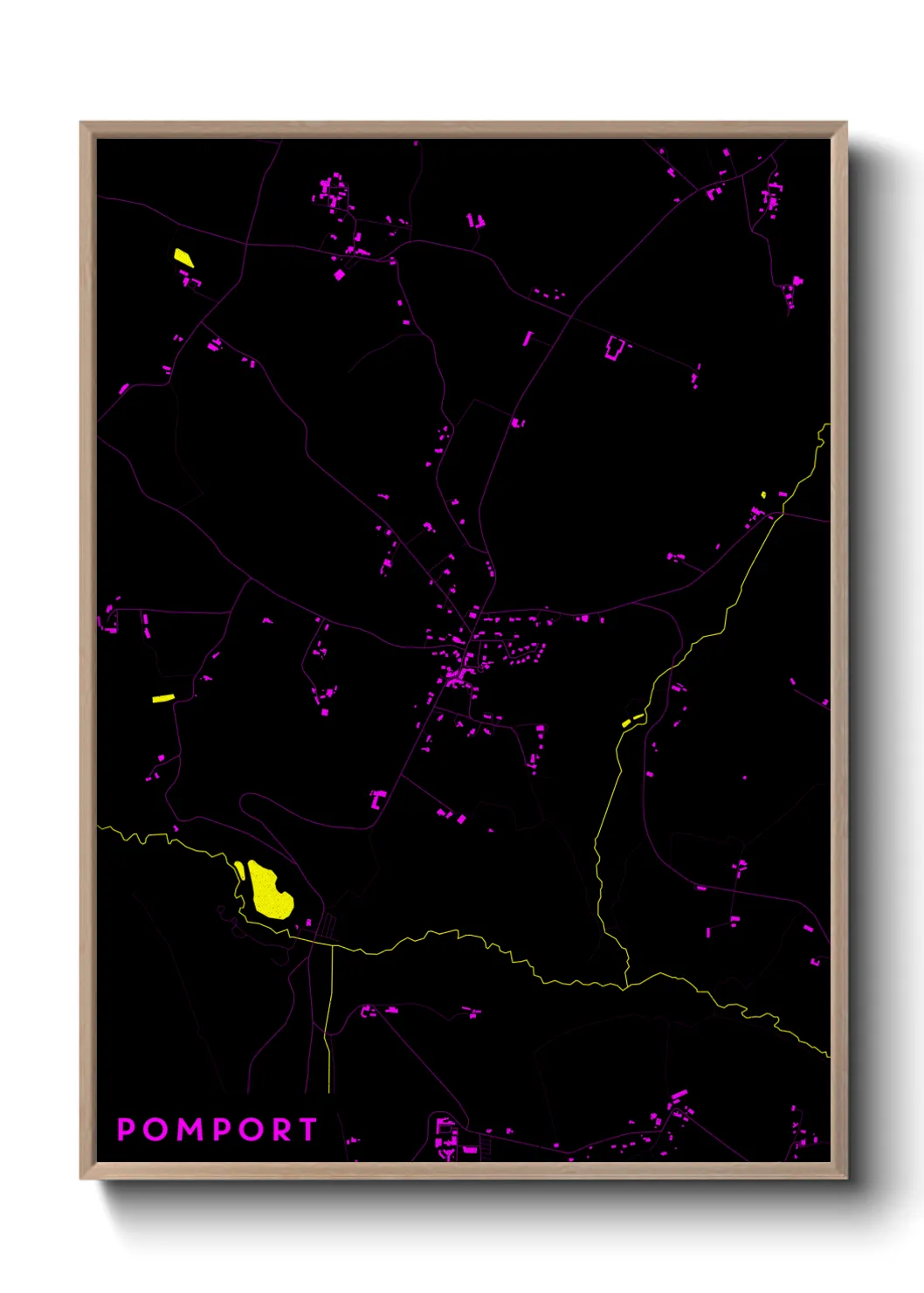 Une affiche de carte sur Pomport
