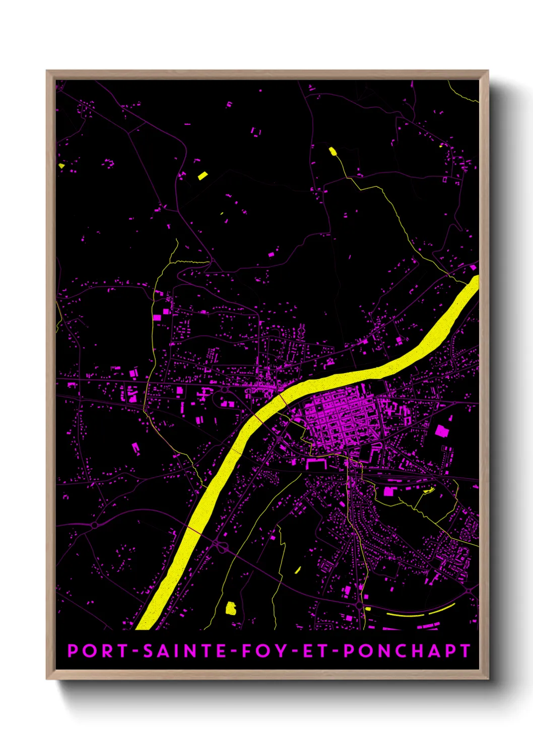 Une affiche de carte sur Port-Sainte-Foy-et-Ponchapt