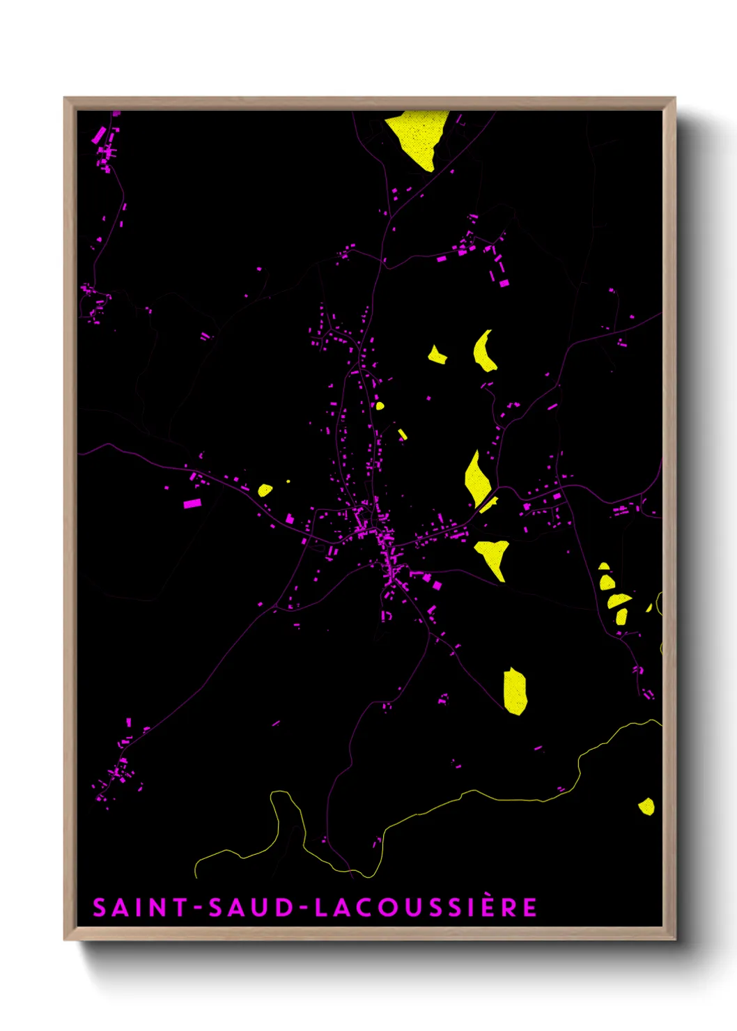 Une affiche de carte sur Saint-Saud-Lacoussière