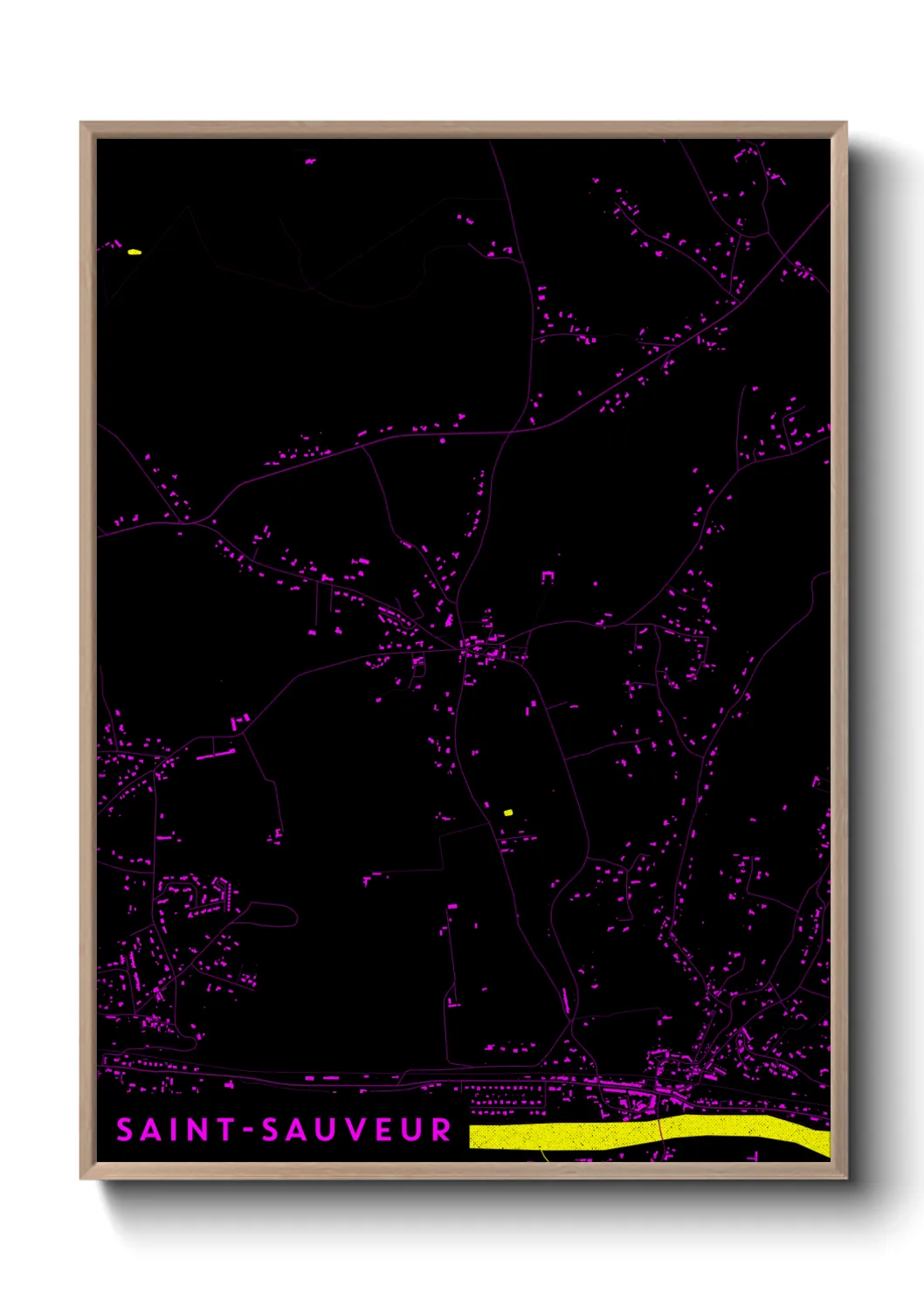 Une affiche de carte sur Saint-Sauveur