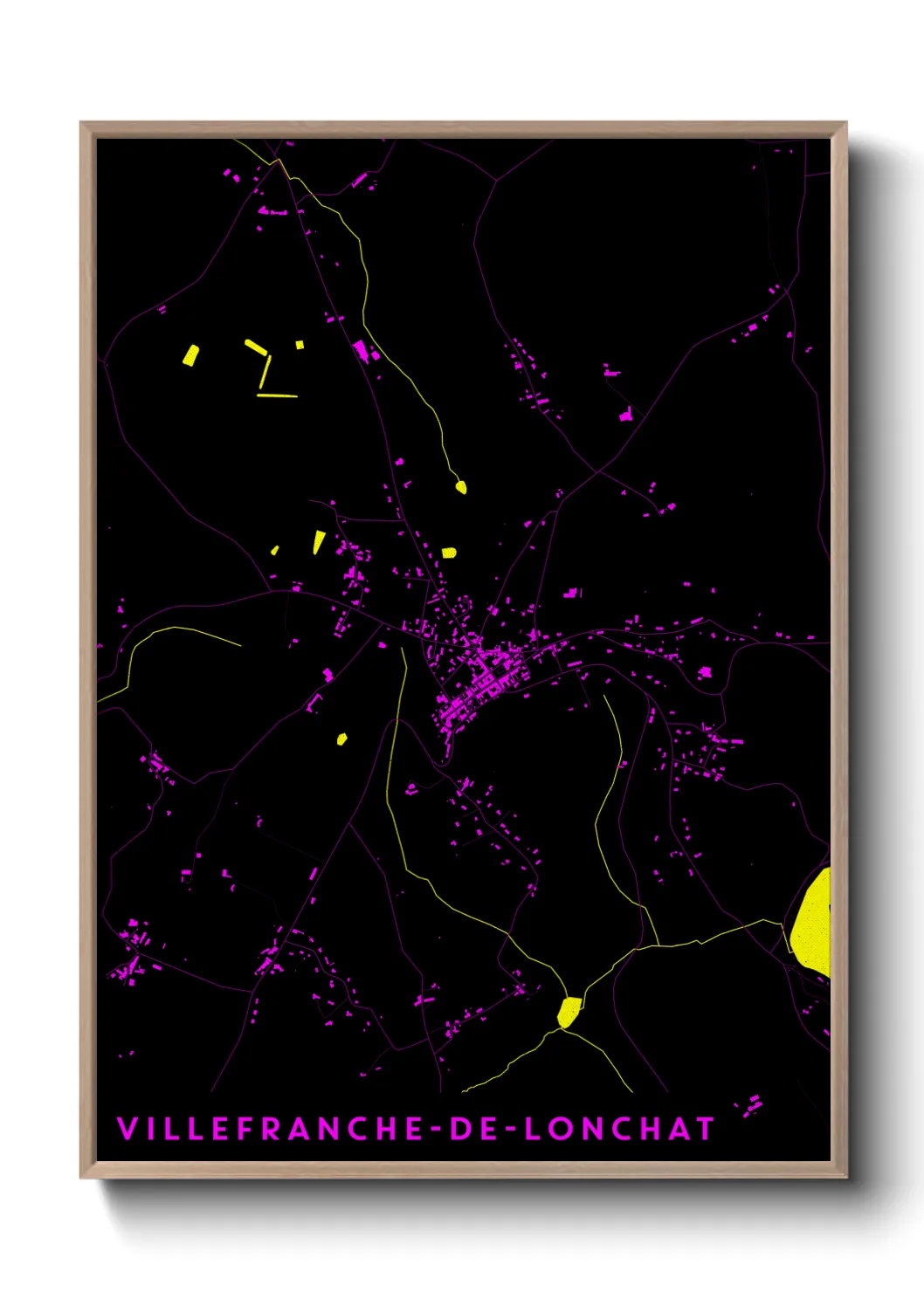 Une affiche de carte sur Villefranche-de-Lonchat