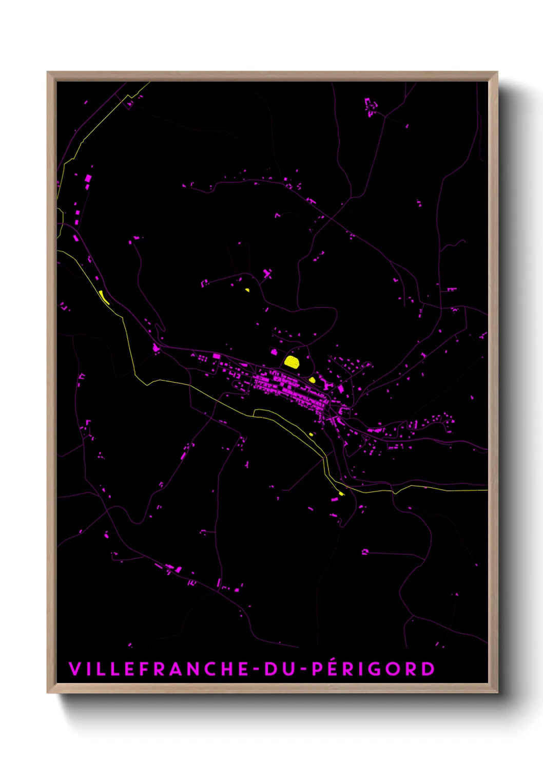Une affiche de carte sur Villefranche-du-Périgord