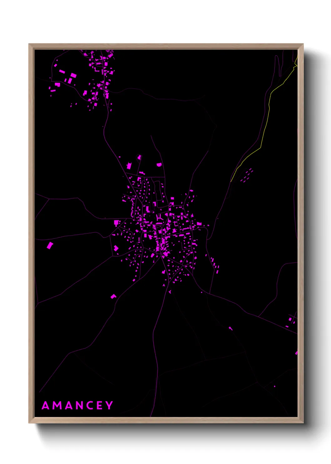 Une affiche de carte sur Amancey