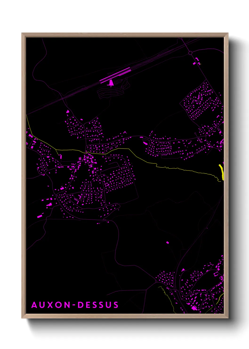 Une affiche de carte sur Auxon-Dessus