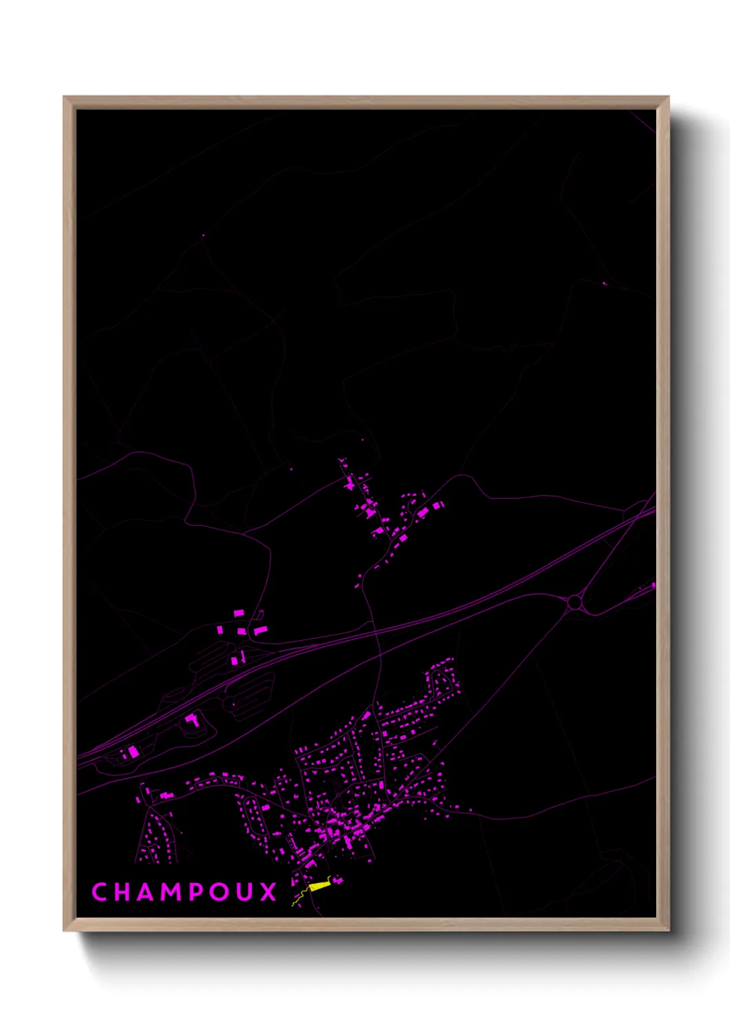 Une affiche de carte sur Champoux