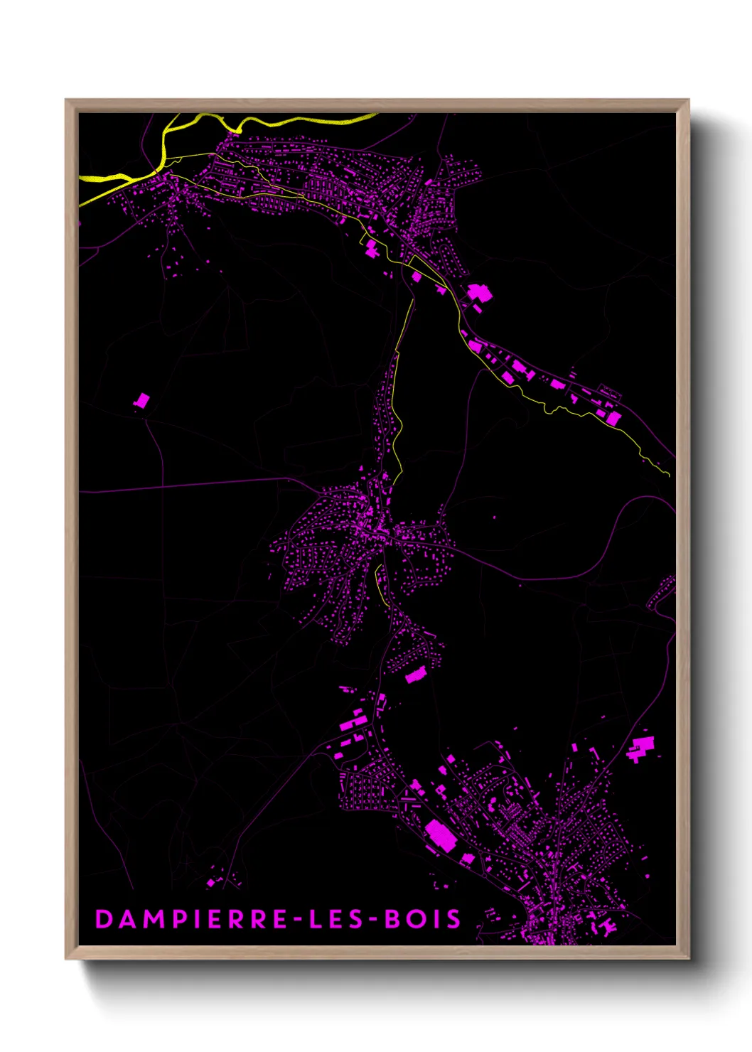 Une affiche de carte sur Dampierre-les-Bois
