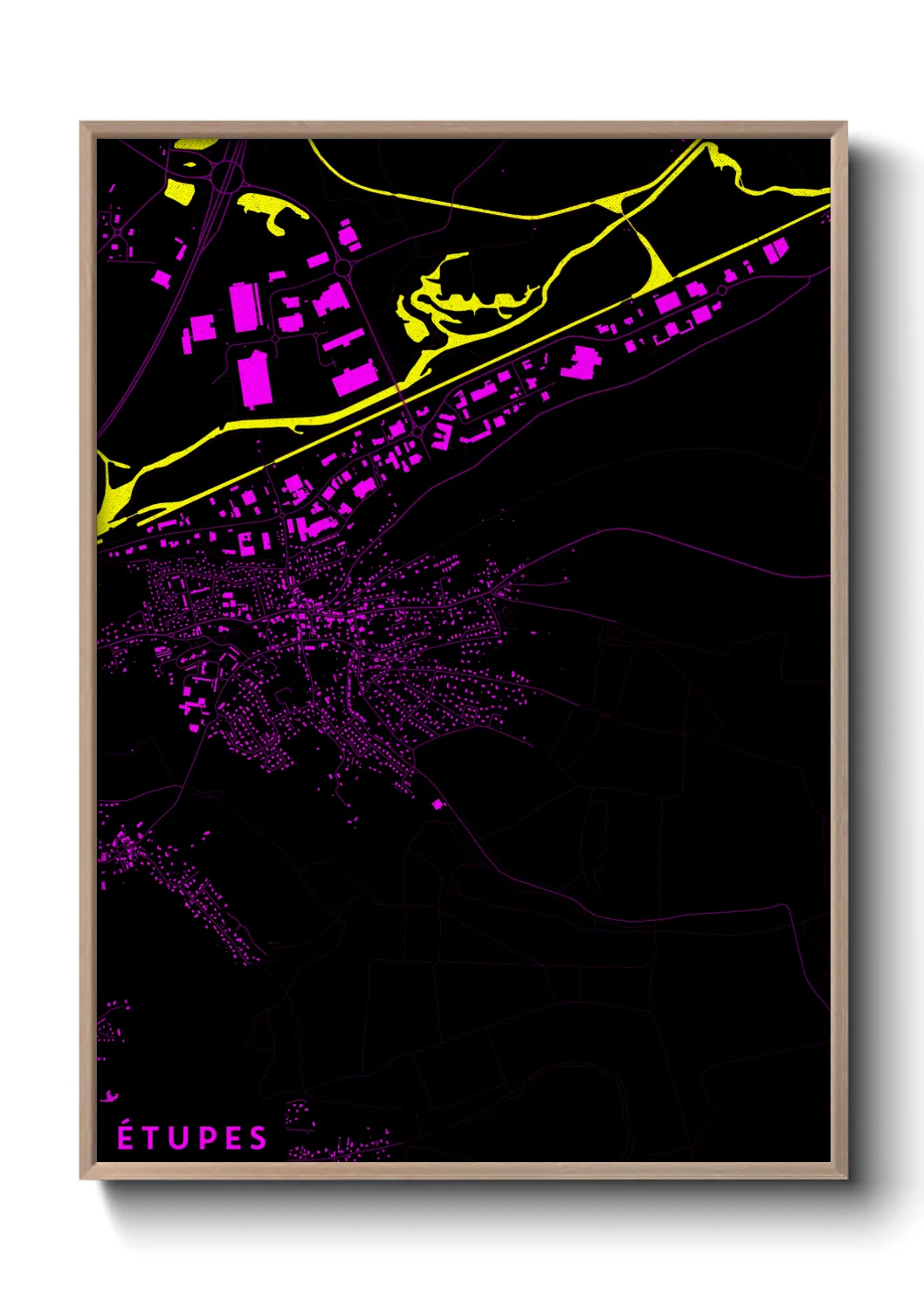 Une affiche de carte sur Étupes