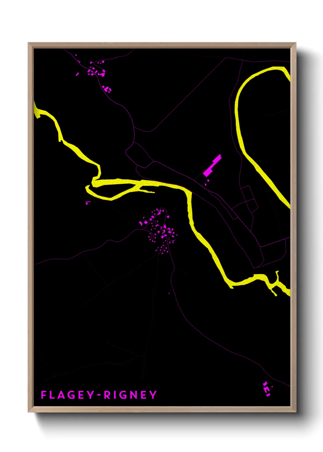 Une affiche de carte sur Flagey-Rigney