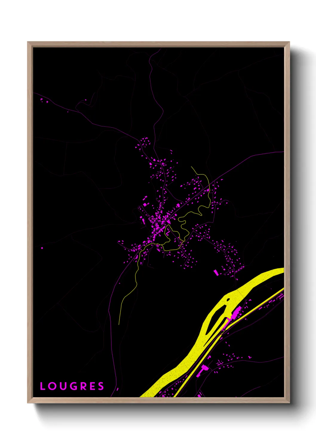 Une affiche de carte sur Lougres