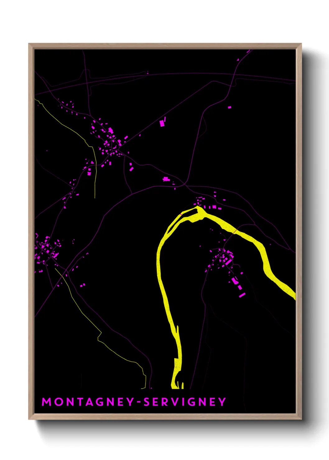 Une affiche de carte sur Montagney-Servigney