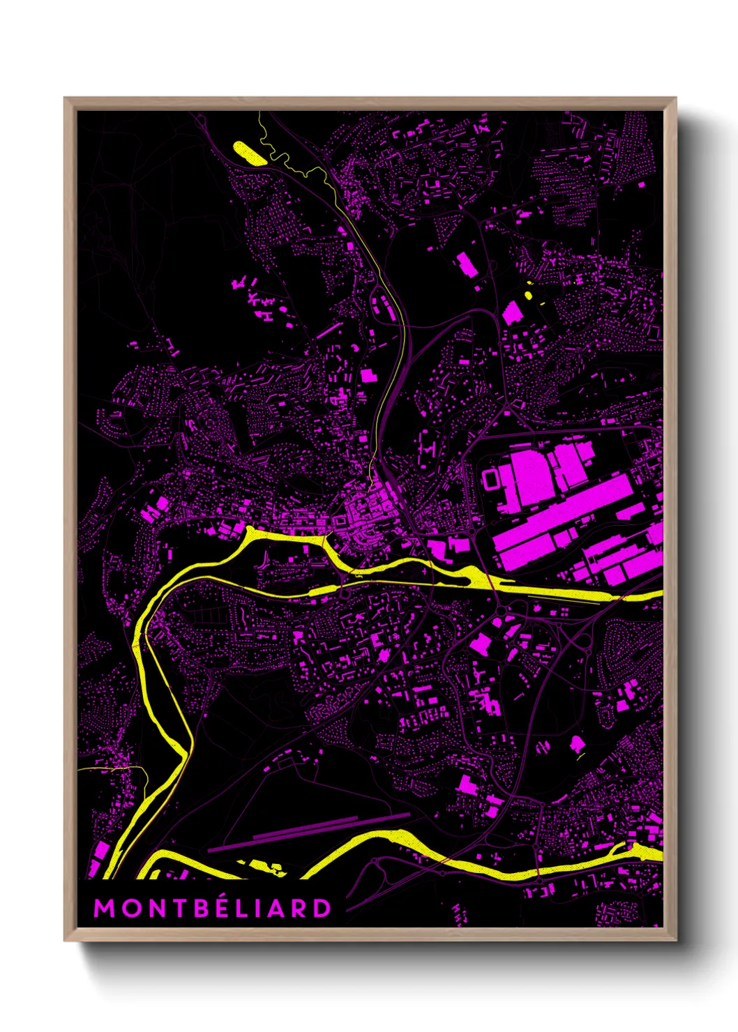 Une affiche de carte sur Montbéliard