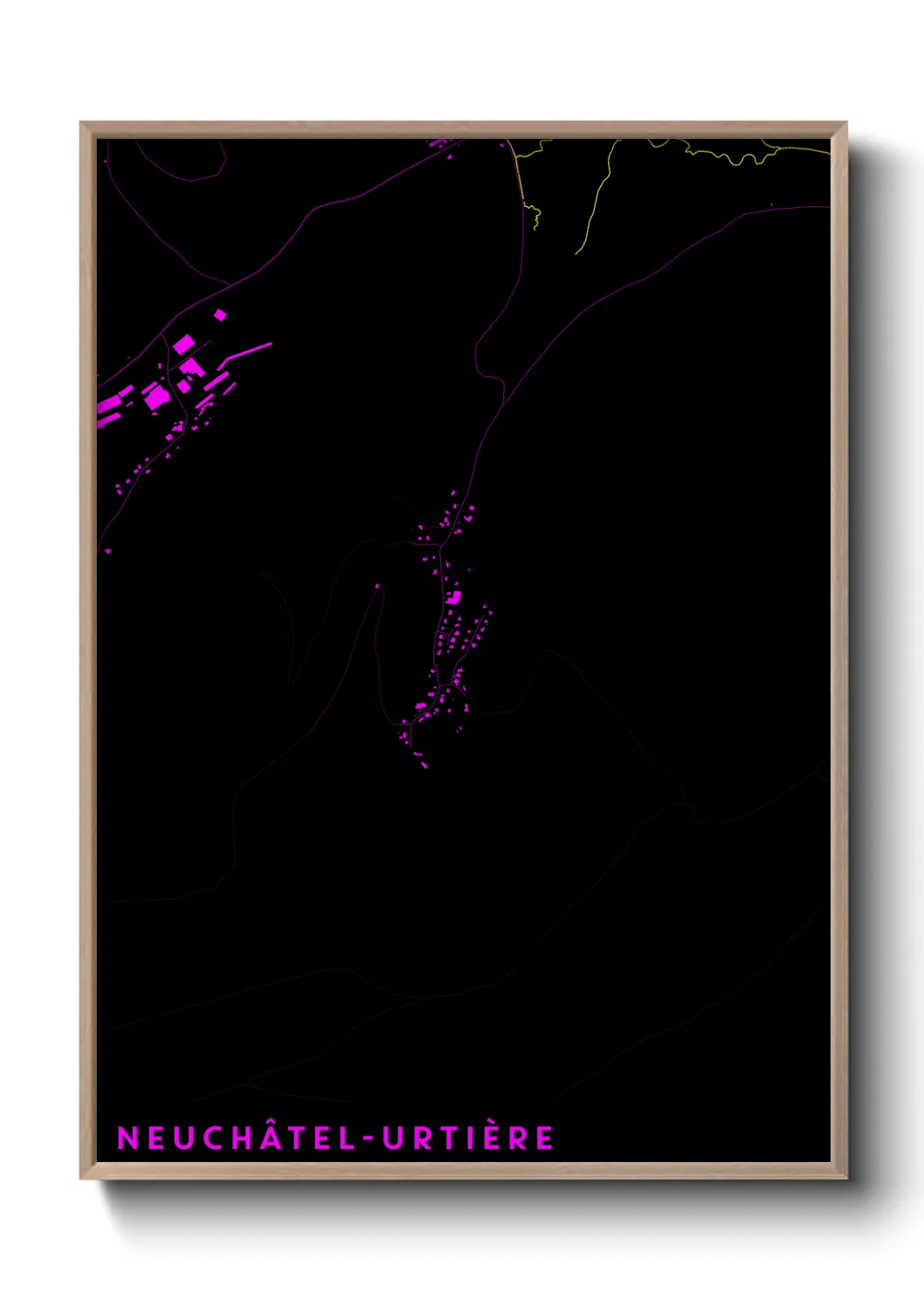 Une affiche de carte sur Neuchâtel-Urtière