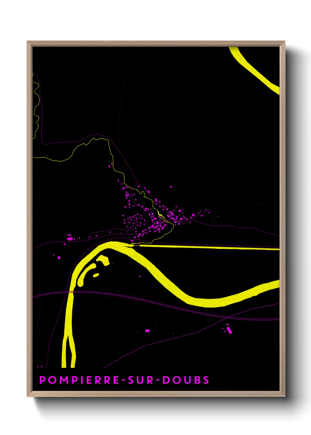 Une affiche de carte sur Pompierre-sur-Doubs