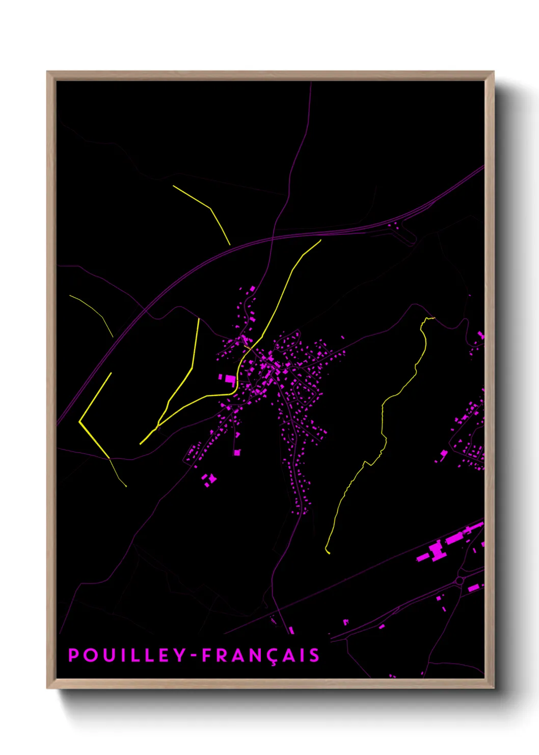 Une affiche de carte sur Pouilley-Français