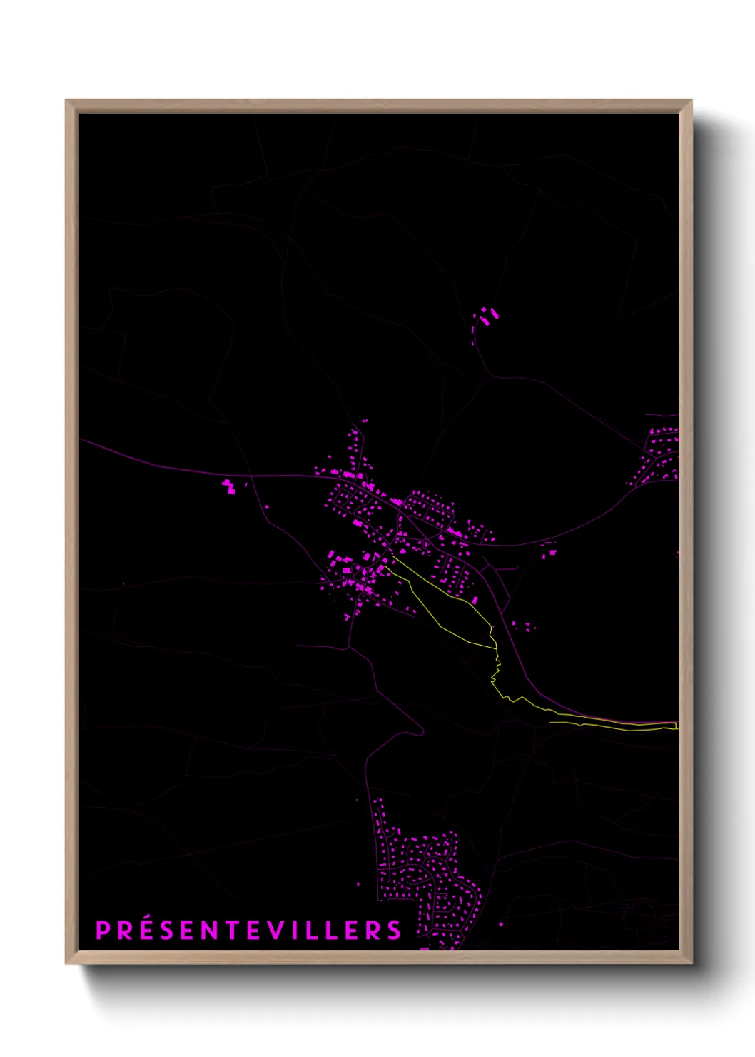 Une affiche de carte sur Présentevillers