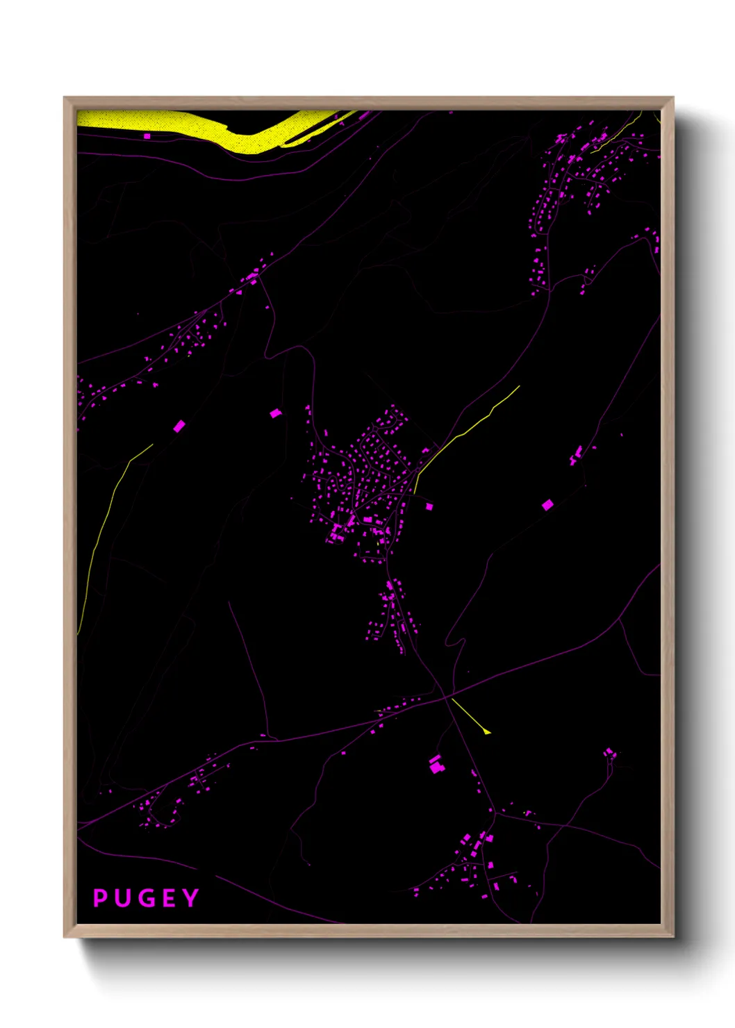 Une affiche de carte sur Pugey