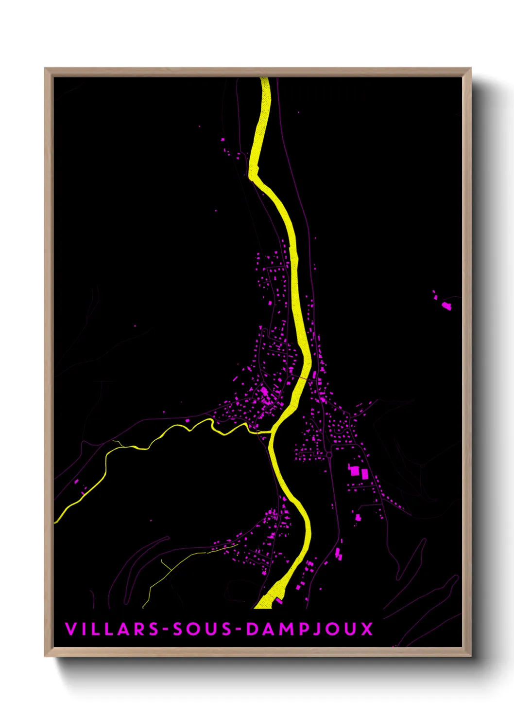 Une affiche de carte sur Villars-sous-Dampjoux
