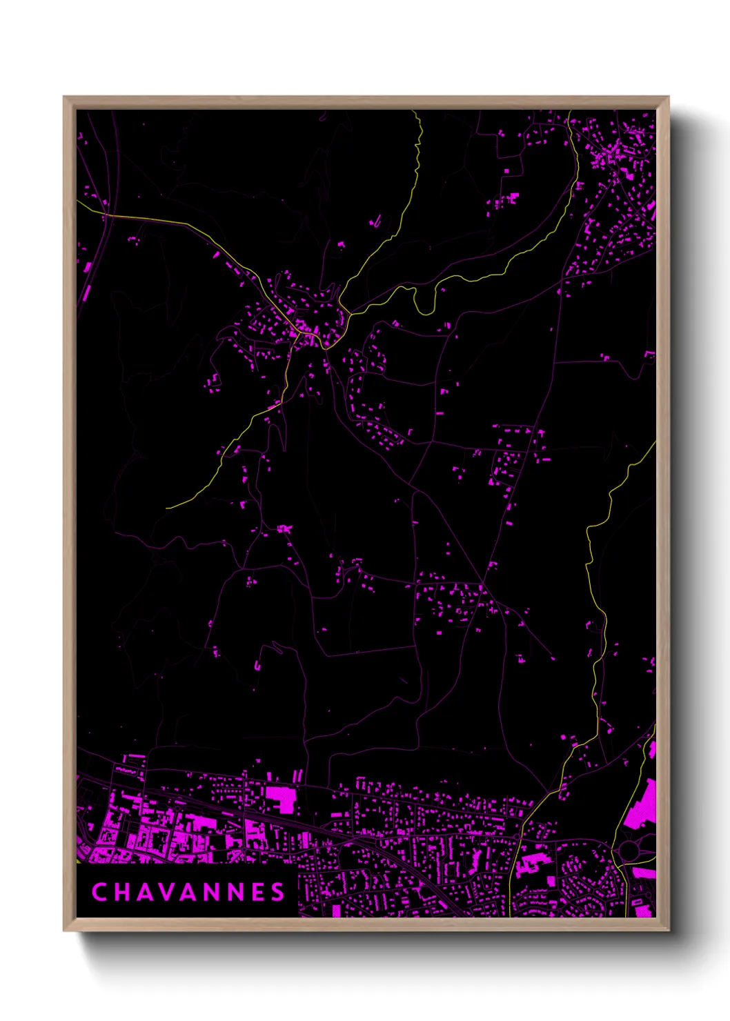 Une affiche de carte sur Chavannes