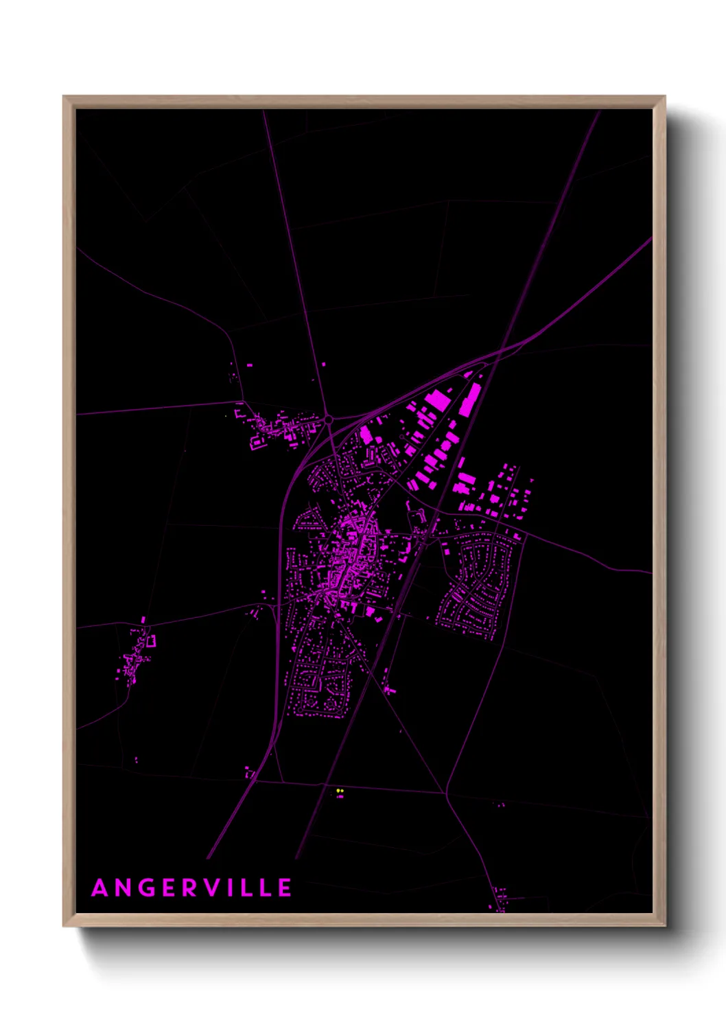 Une affiche de carte sur Angerville