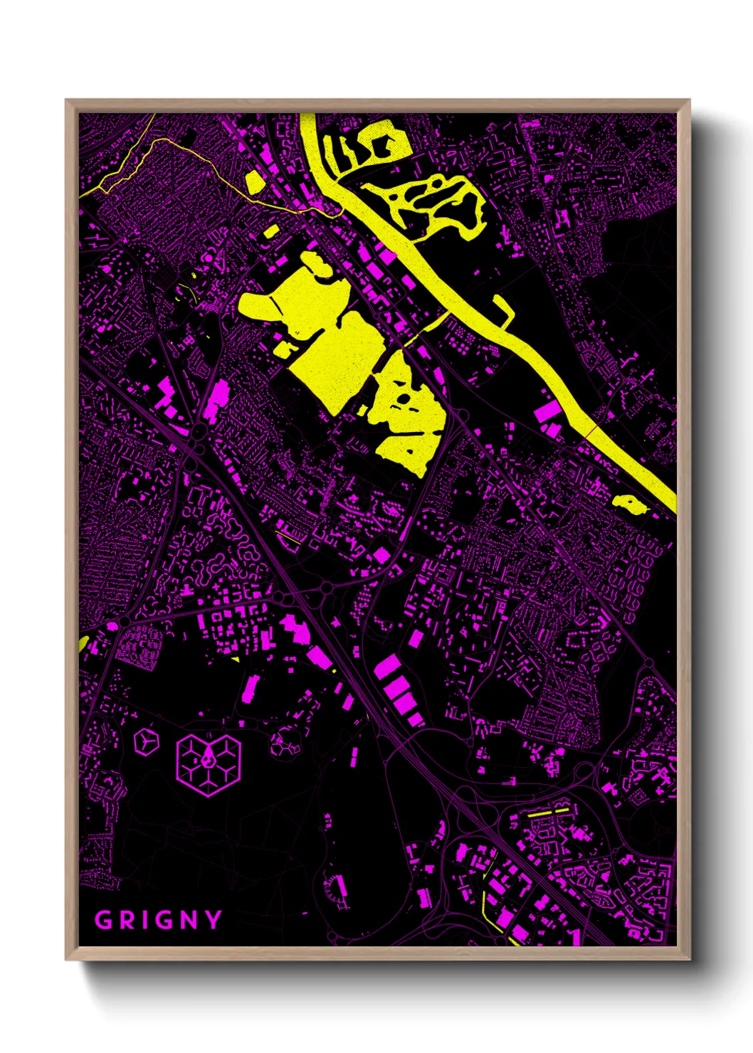 Une affiche de carte sur Grigny