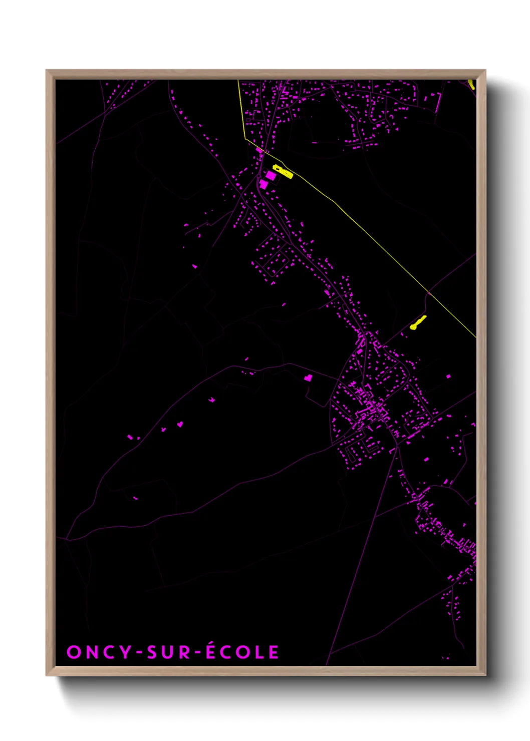 Une affiche de carte sur Oncy-sur-École