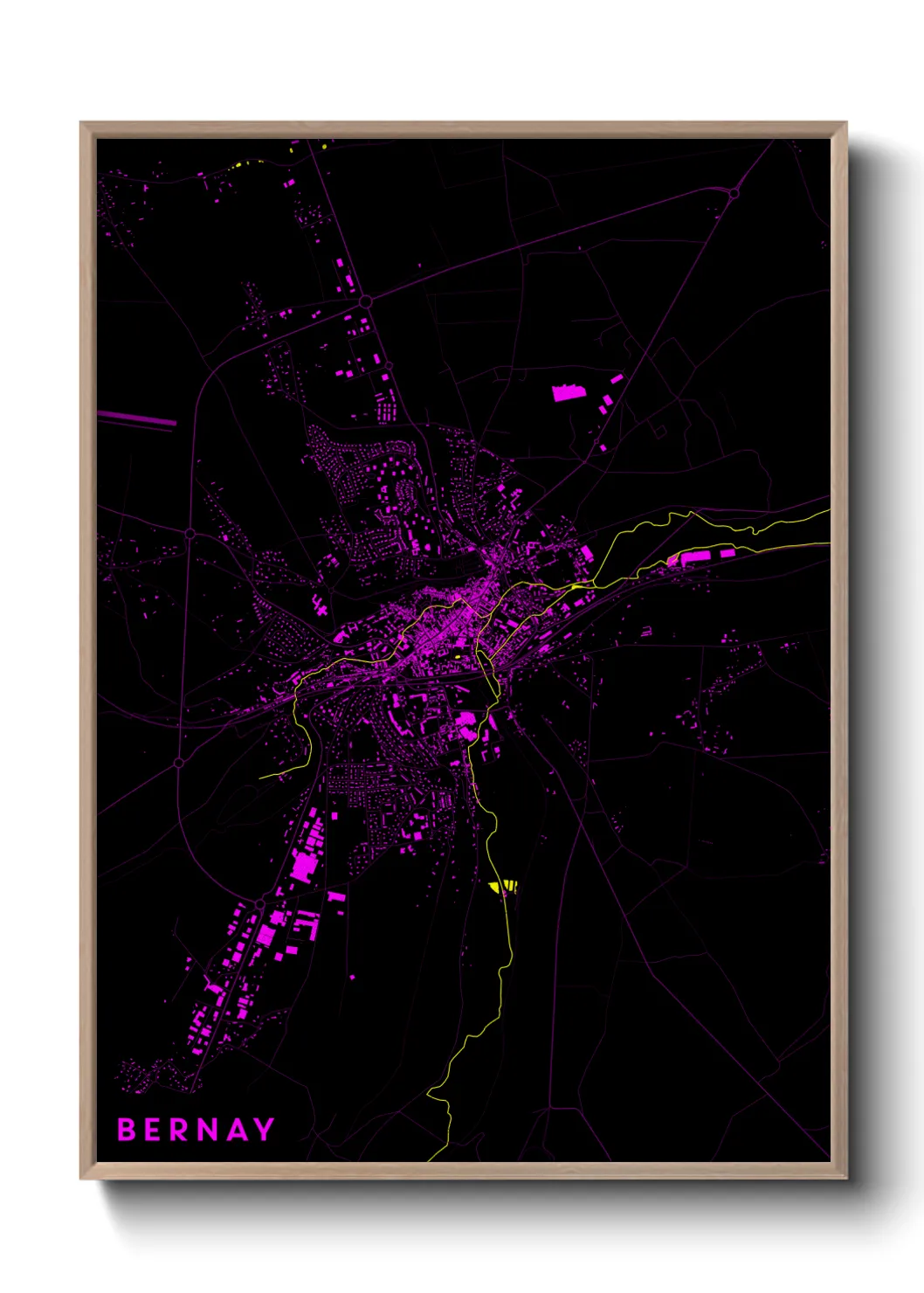 Une affiche de carte sur Bernay