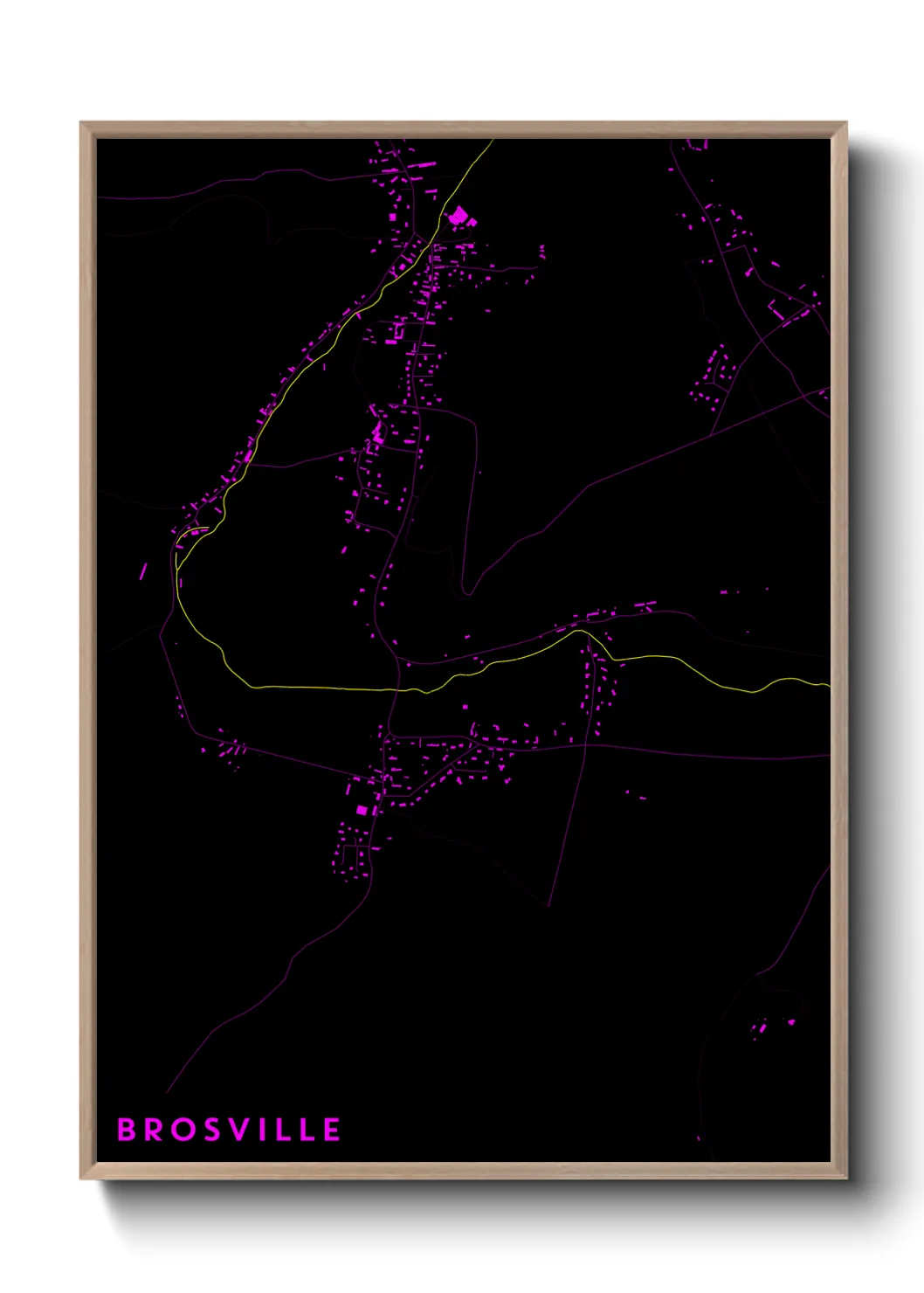 Une affiche de carte sur Brosville